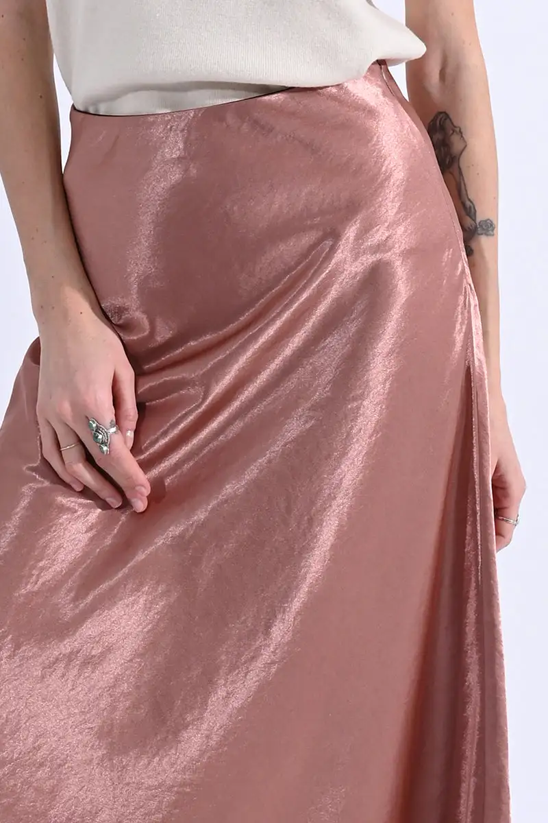 Satin Slip Midi Skirt