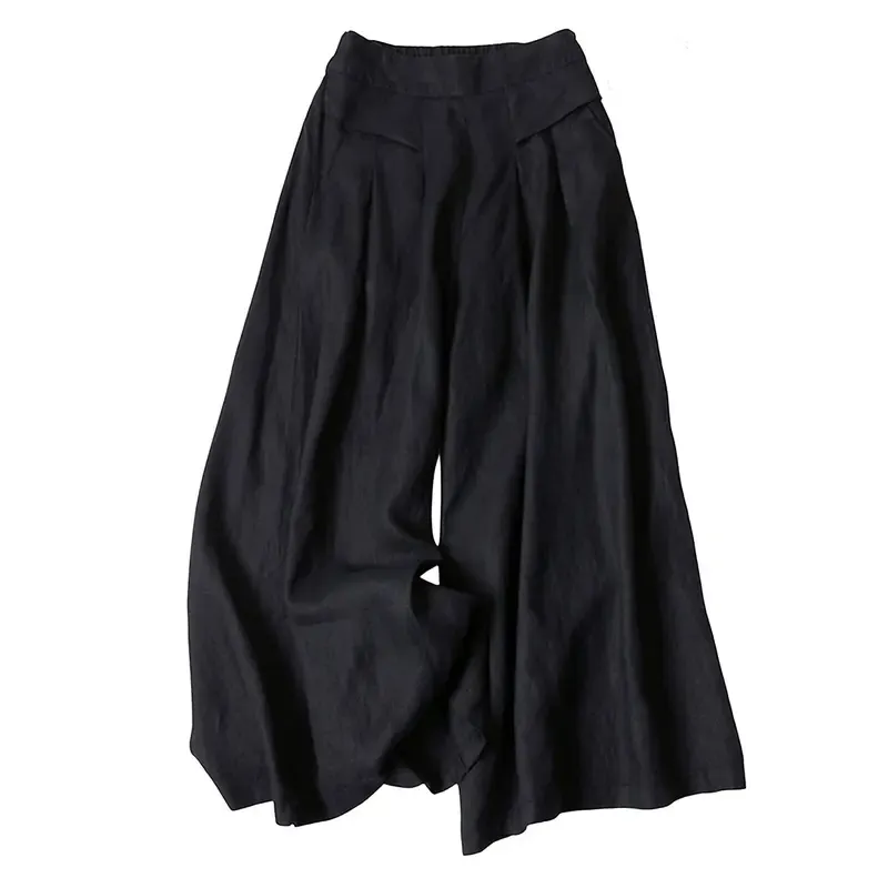 Women's Cotton and Linen Seven-Point Wide-Leg Pants