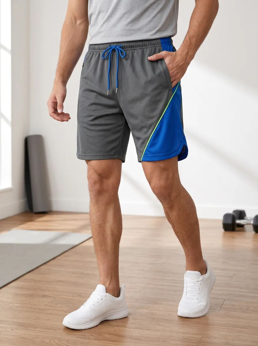 Men's and Color-Block Athletic Shorts Mesh