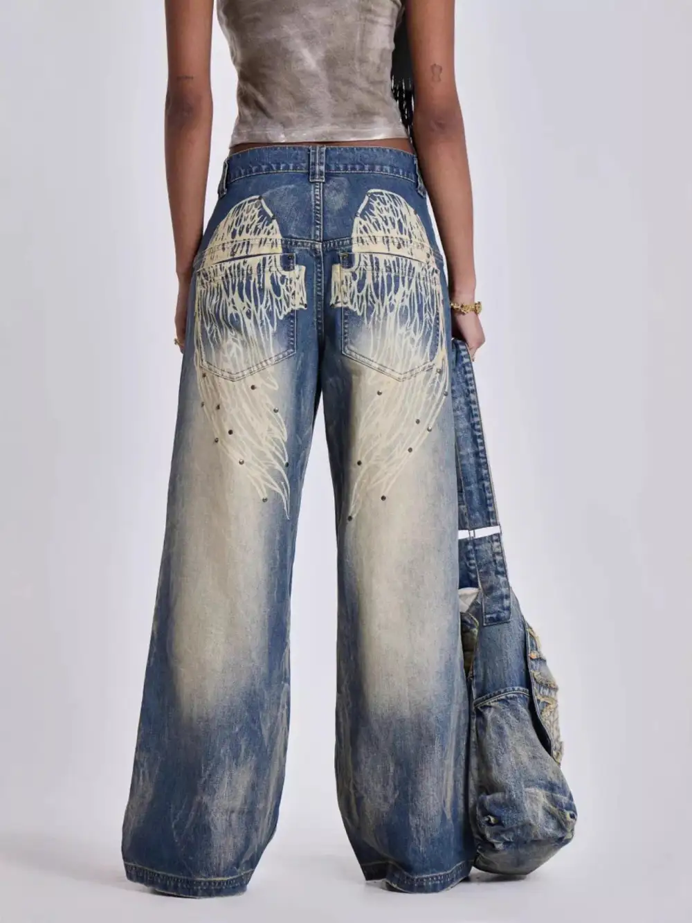 Structured Wide Leg Denim Jeans