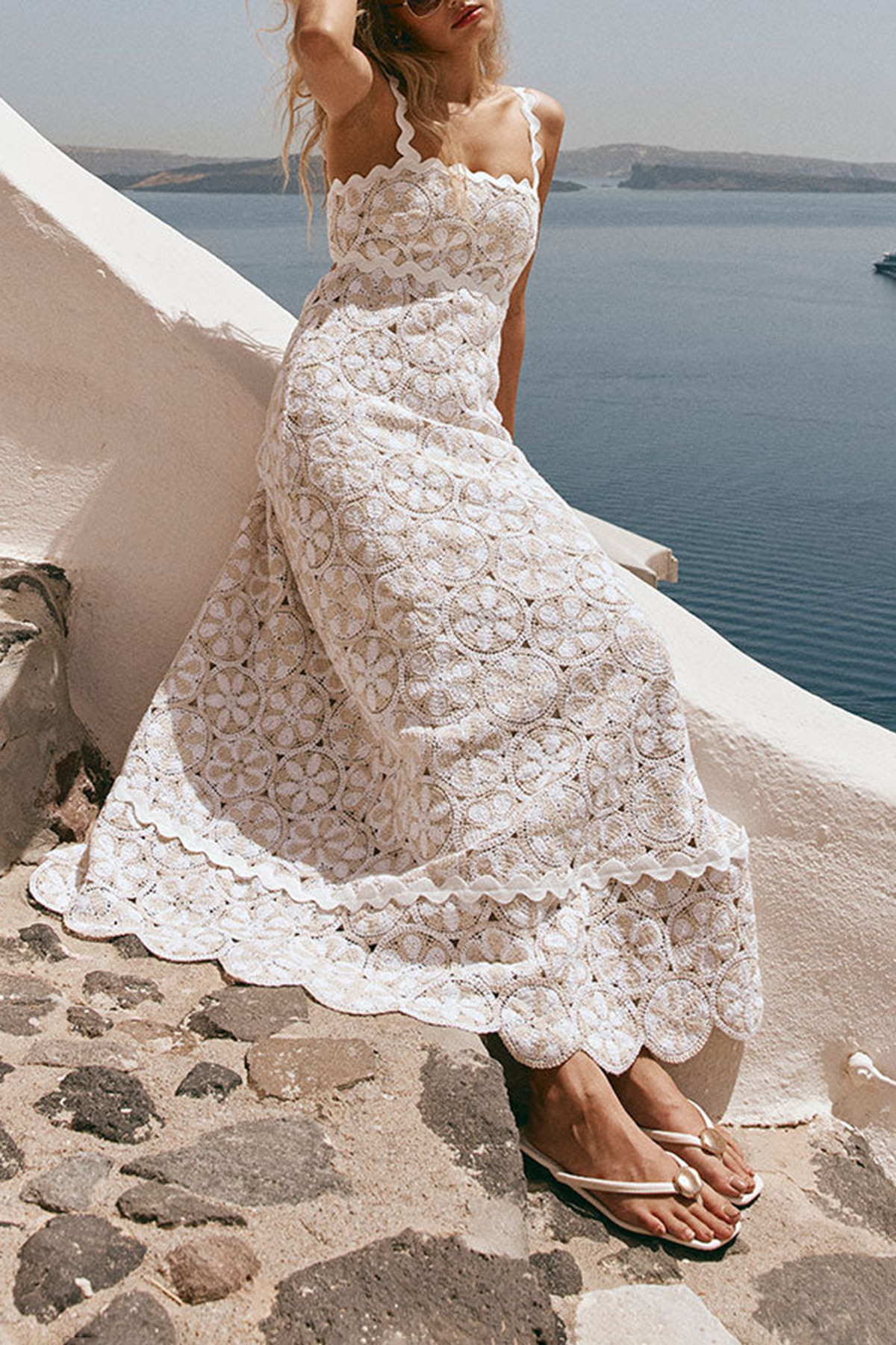 Crochet Square Neck Maxi Dress