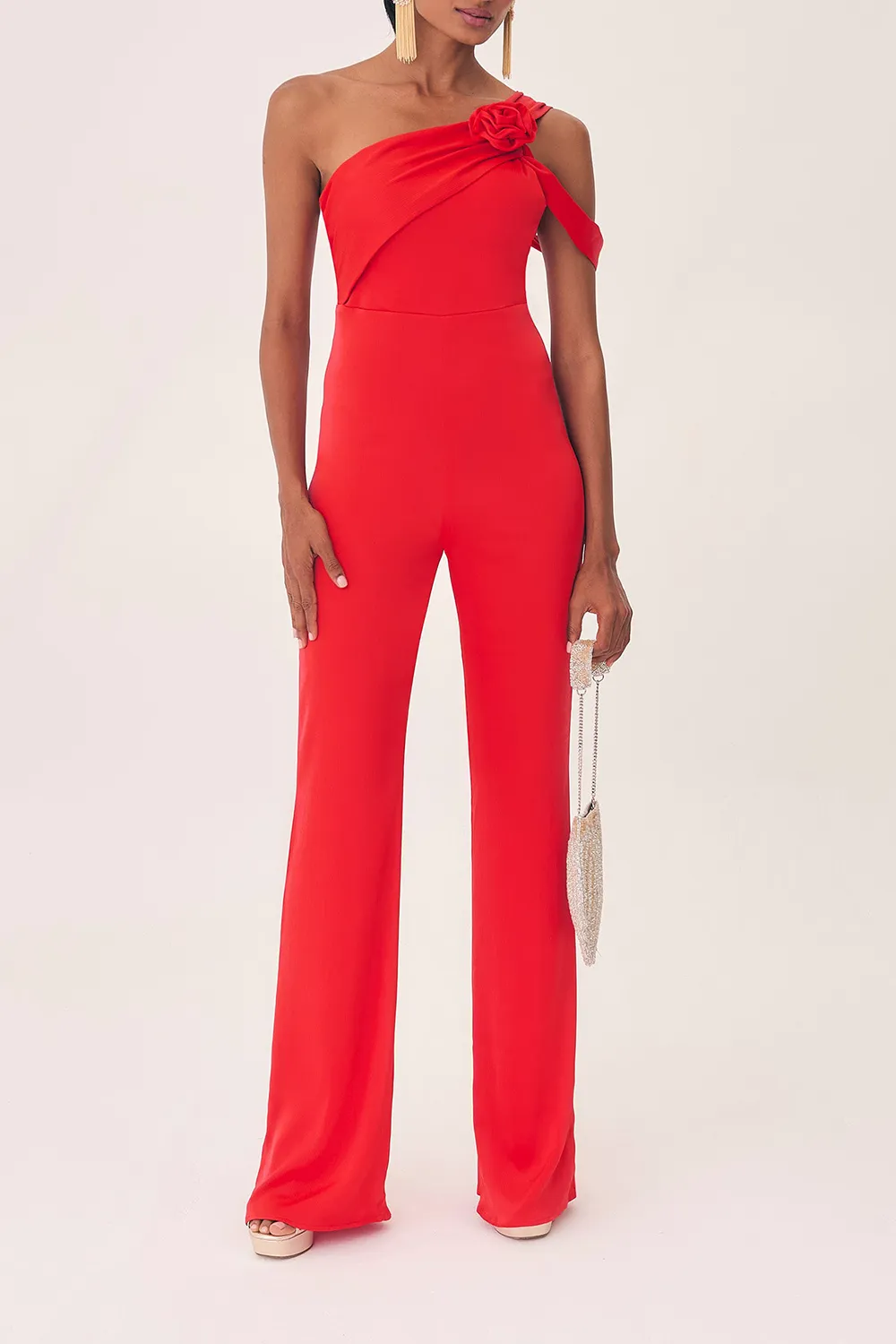 Women's Solid Floral Jumpsuit