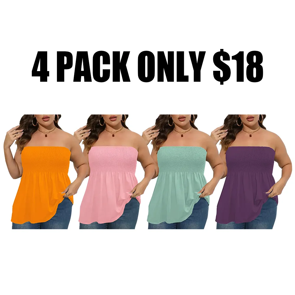 Solid Color Strapless Top With Ruffled Hem🔥12-Pack - All Colors Included, Only $35