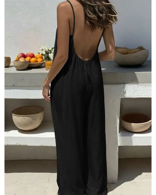 Backless Wide Leg Jumpsuit