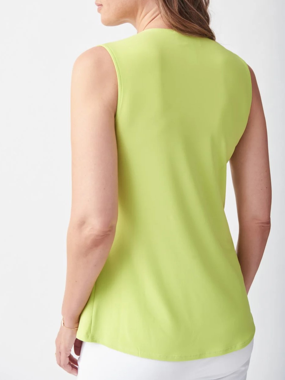 Lime Green Asymmetric Sleeveless Blouse
