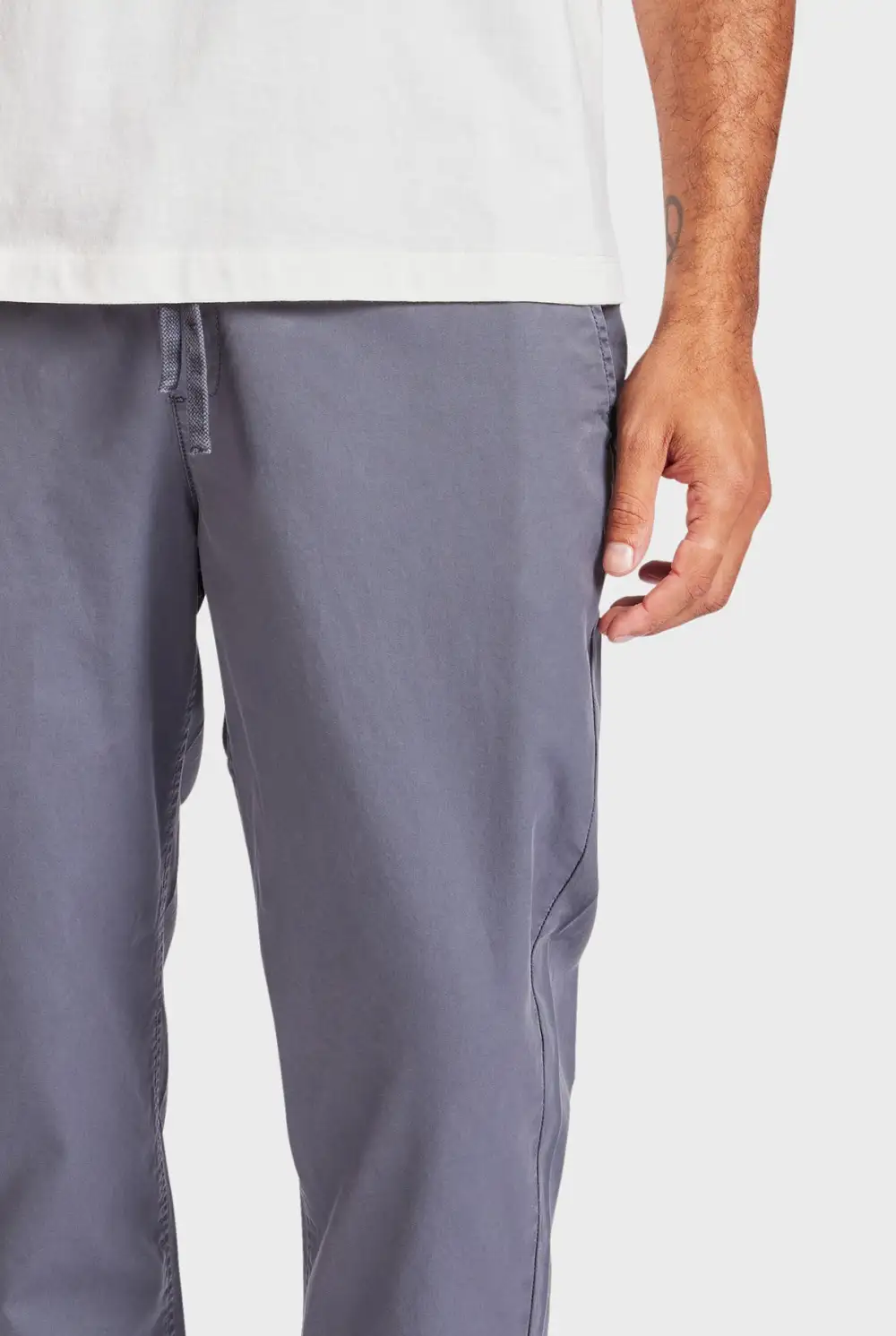Ice Grey Elastic Waist Slim Chino Pant