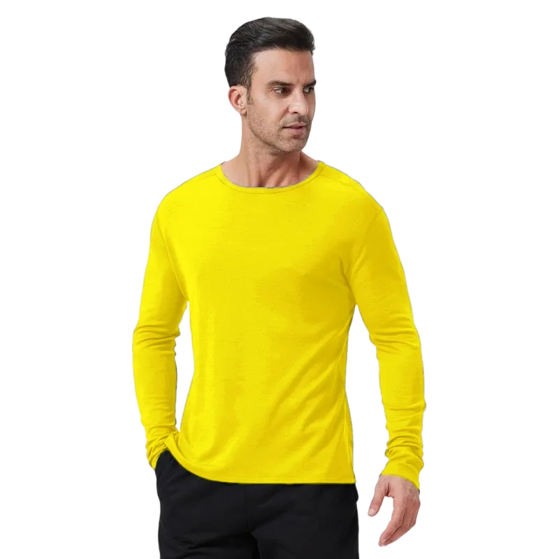 Men's Merino Wool Quick-Drying Hiking Warm Long-Sleeved Underwear Sports ski Base Layer top