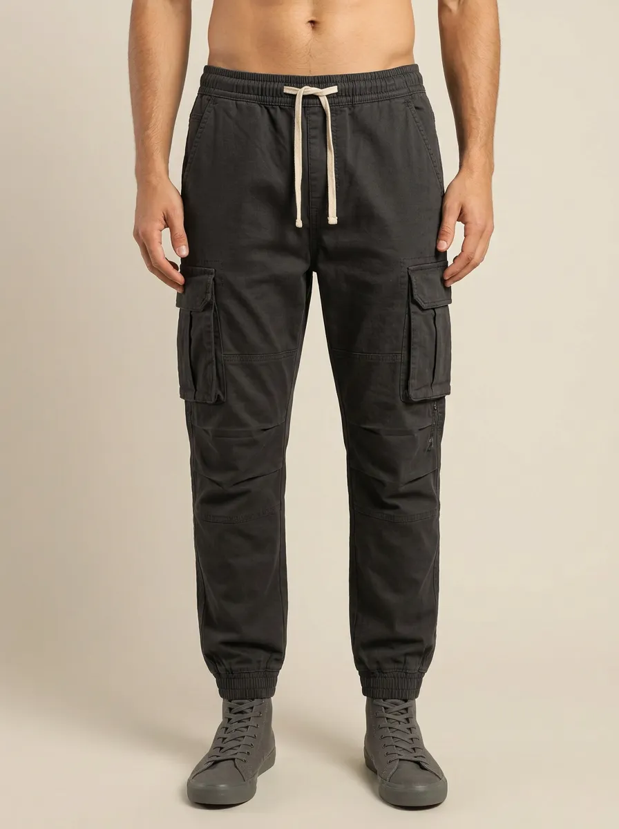 Multi-Pocket Solid-Style Men's Cargo Pants