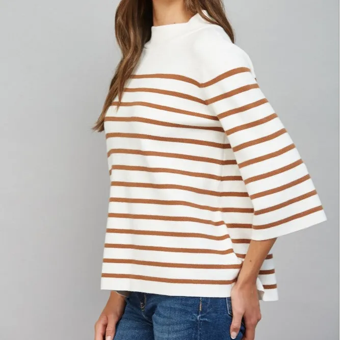 Stripe Mock Neck Sweater