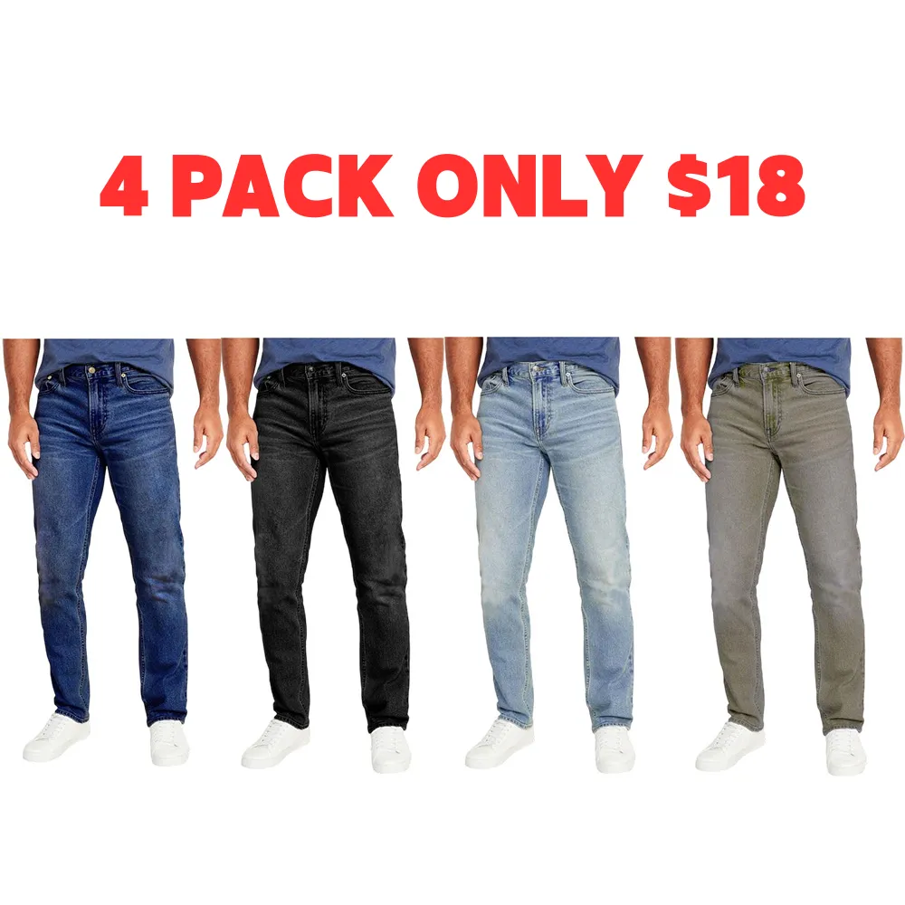 Men's Flex Stretch Slim Straight Jeans Classic Denim Menswear