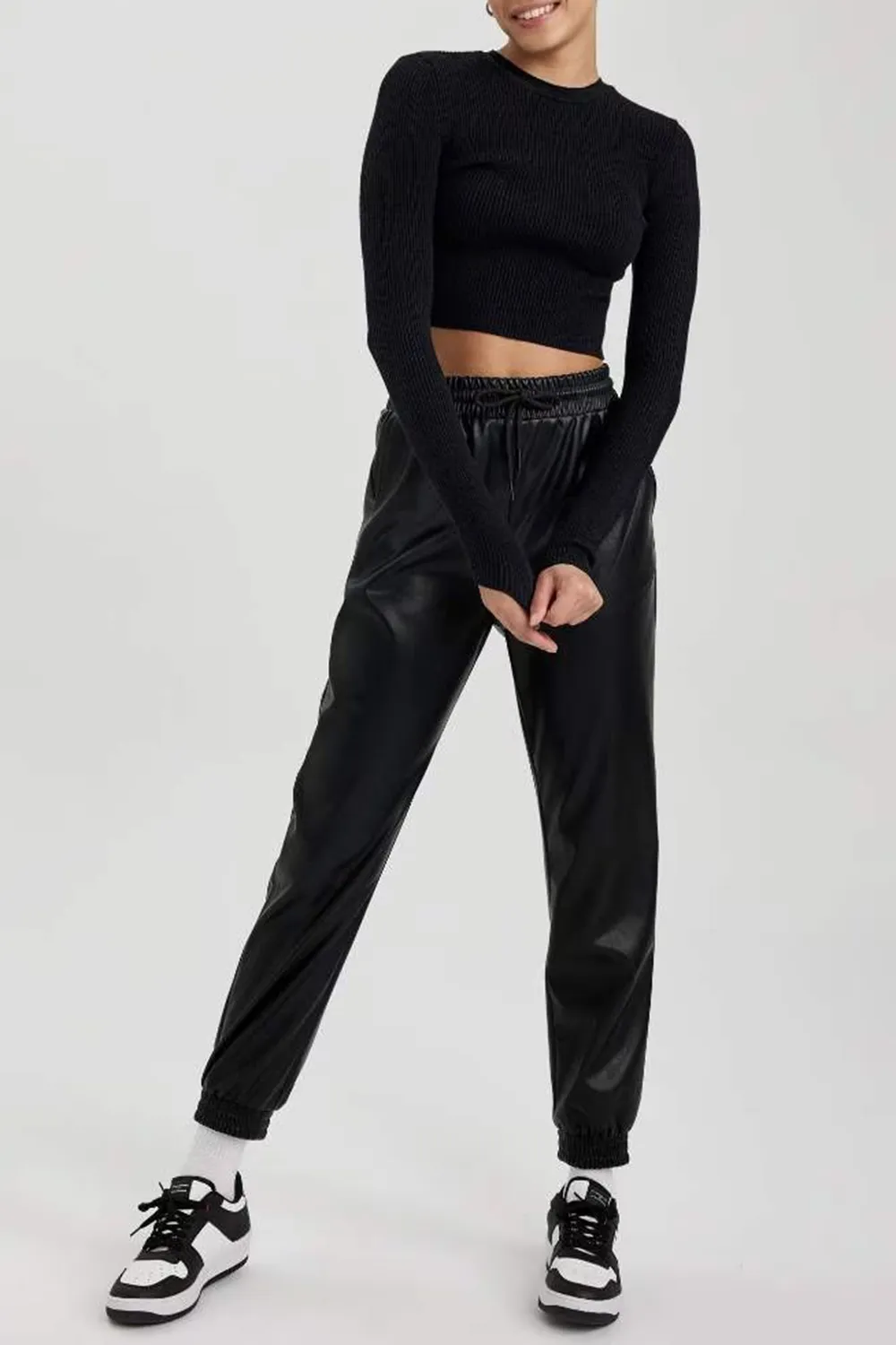 Jogger Faux Leather Trousers