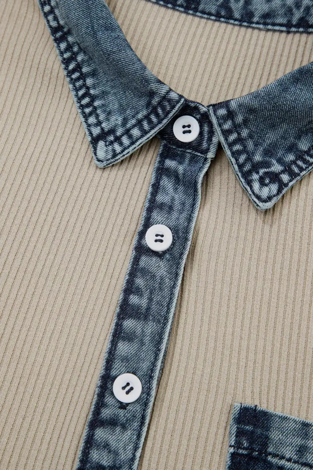 Denim Ribbed Mini Dress
