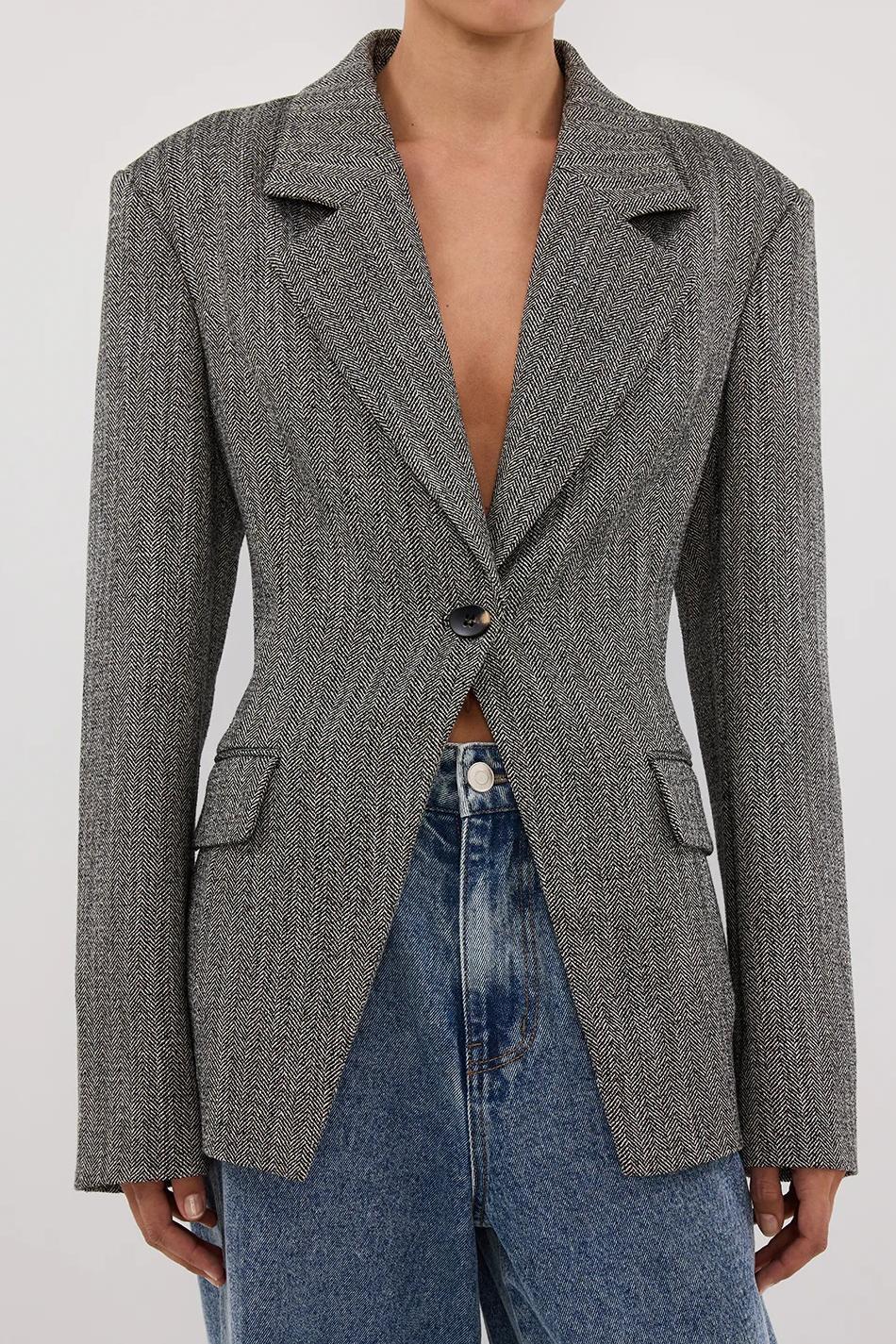 CHARCOAL CINCHED BLAZER