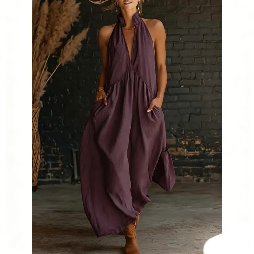 🔥Last Day: 8-Pack Only $24 🔥Women's Minimalist Halter Maxi Dress