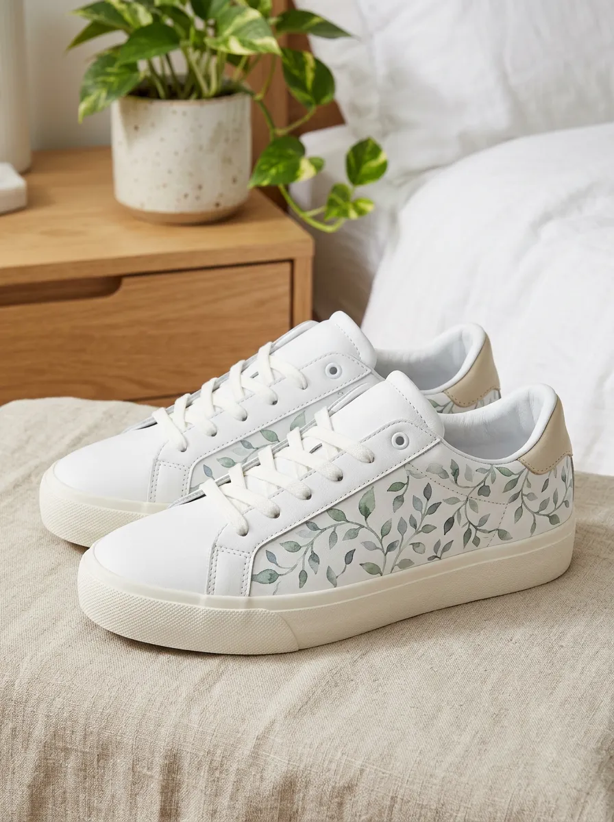 Women's Casual Botanical Nature Lover Leaves Skate Shoes