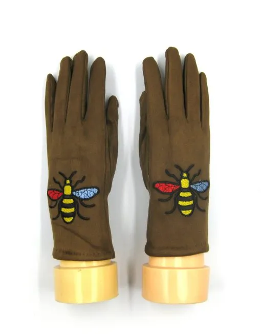 Bee Embroidered Winter Gloves