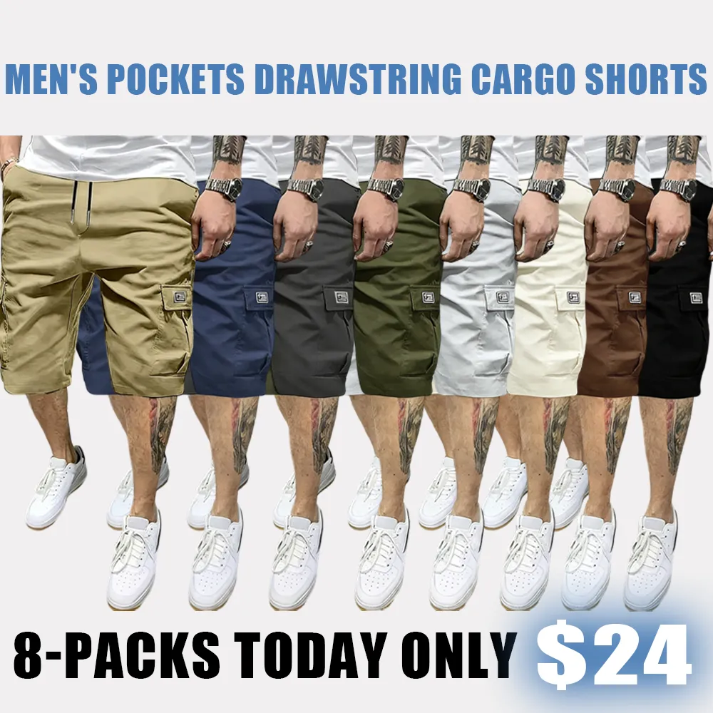 Men's Pockets Drawstring Cargo Shorts