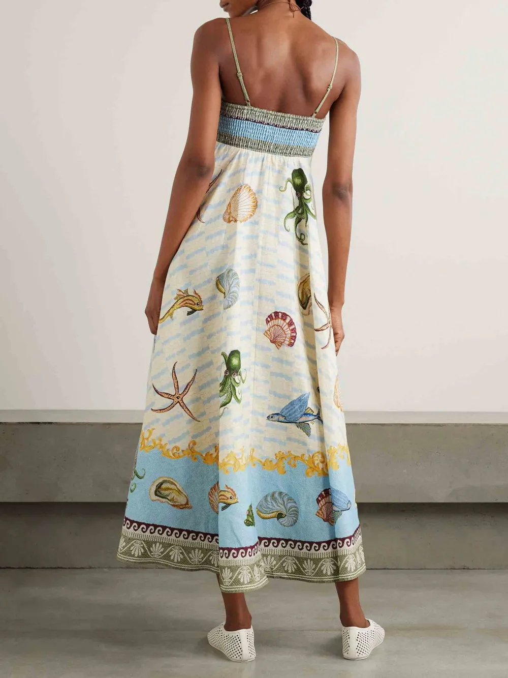 Deep Sea Floral Print Midi Dress