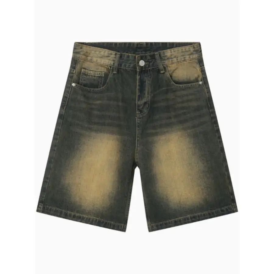 Refined Men's Washed Denim Shorts with Pockets