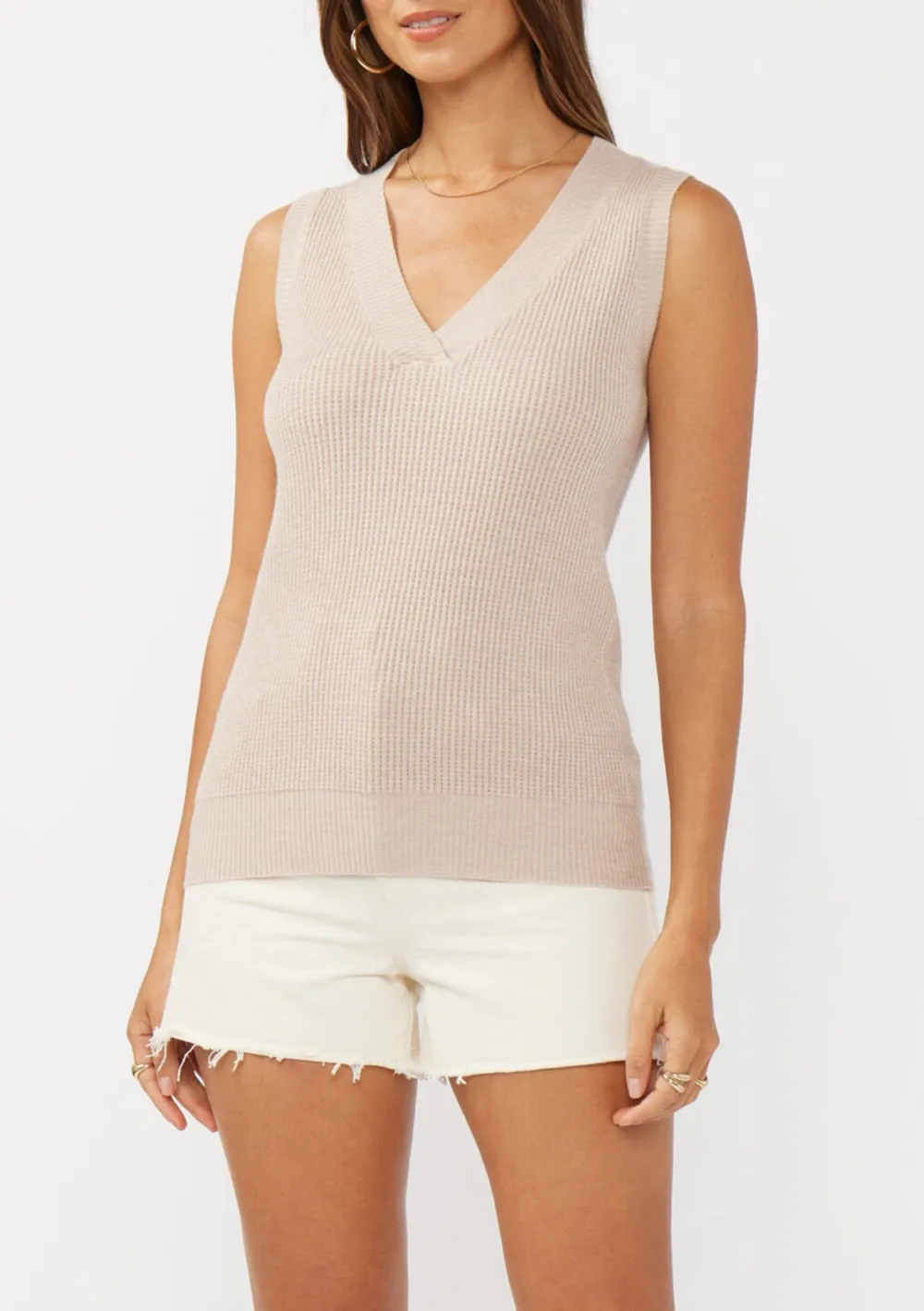Waffle Knit V-Neck Tank