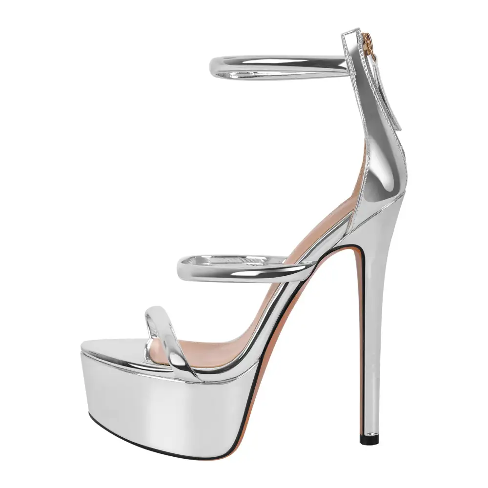 Open Toe Stiletto Ankle Strap Platform Sandals