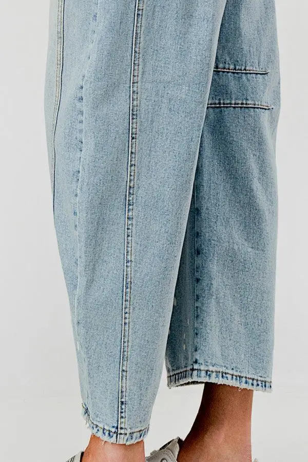Mid Rise Barrel Denim Pants