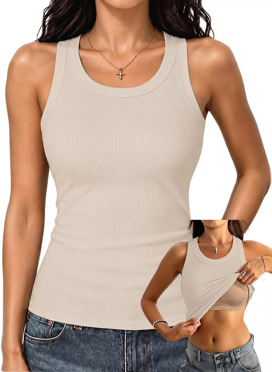 Women's Racerback Built-In Bra Tank Top