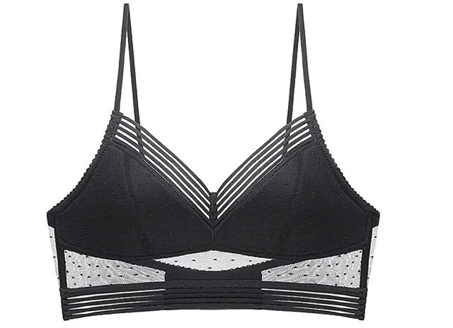 Cotton-Blend Lace Bralette Everyday Support Bra