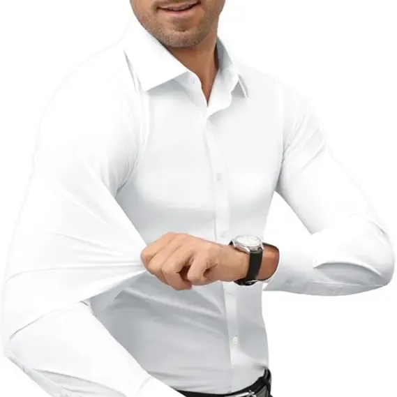 Men‘s Dress Shirts 16-Way Stretch Slim Fit Long Sleeve Button Down Shirts Wrinkle Free Traveler Shirts