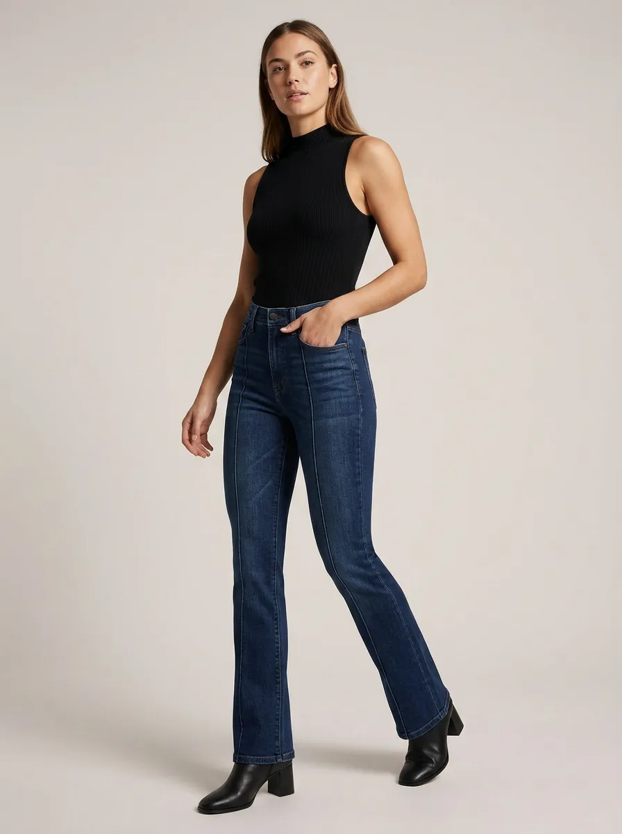Practical Everyday Women's High-Waist Stretch Flare Jeans