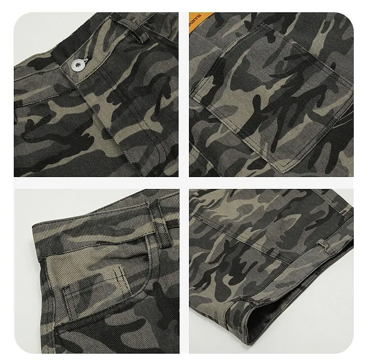 Camouflage Wide-Leg Cargo Pants