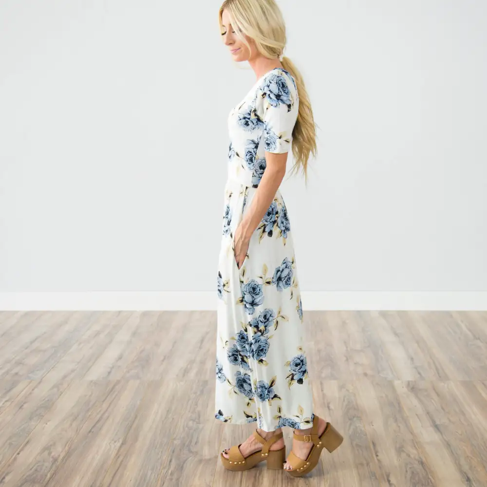 Plus Size Crew Neck Floral Dress