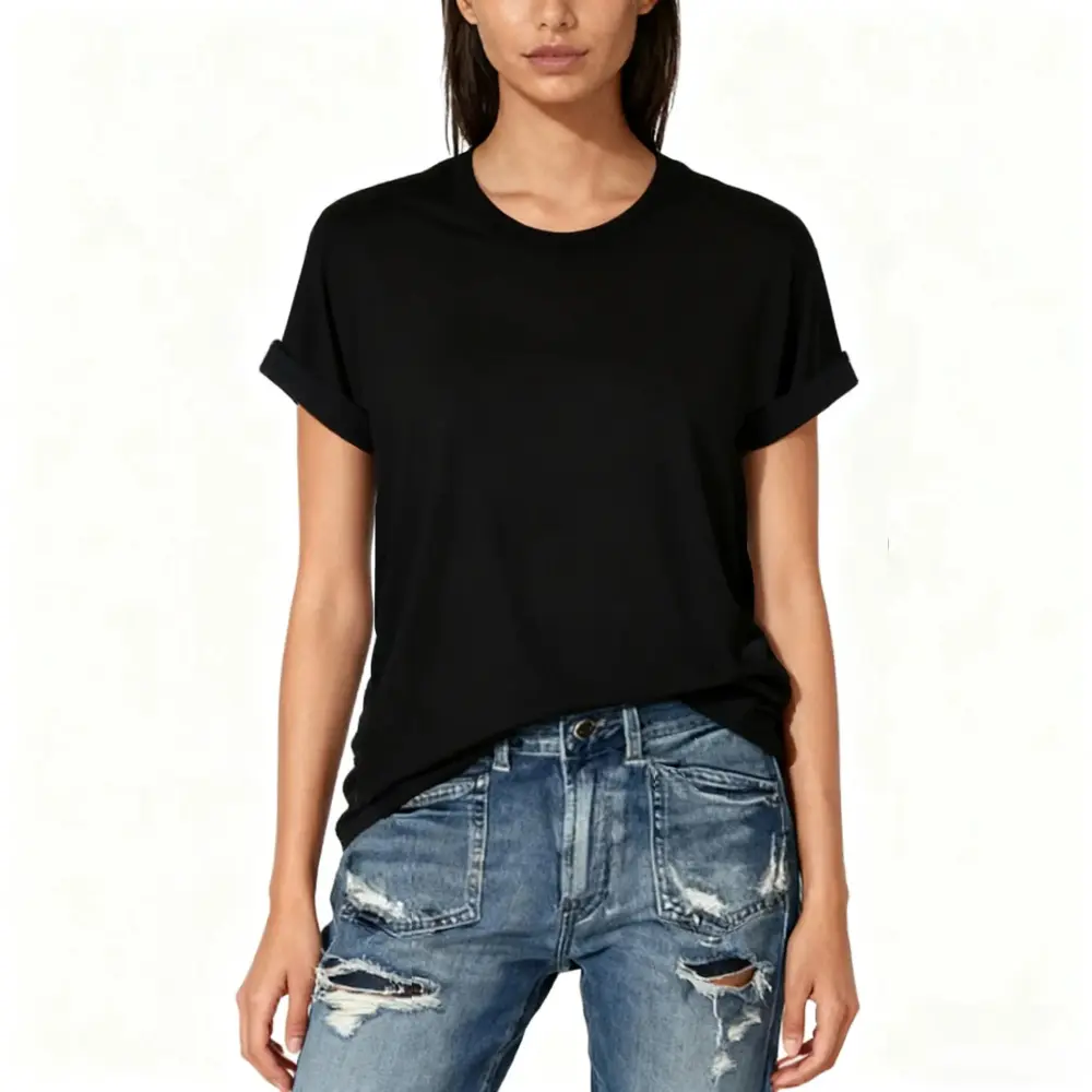 Women's Short Sleeve T-Shirts Multipack, Solid Color Round Neck Casual Tee Tops