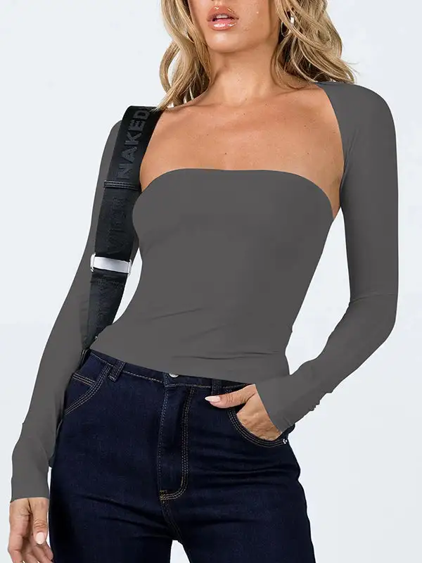 Long Sleeve Slim Fit Collarless T-Shirt