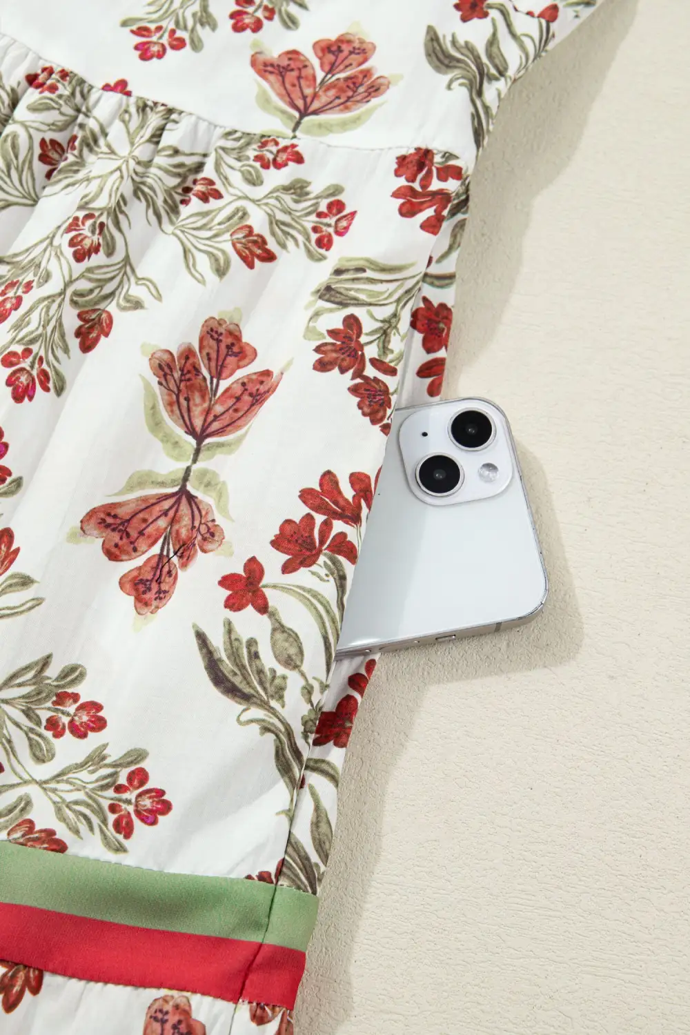 Textured Detail Floral Printed Ruffle Dress