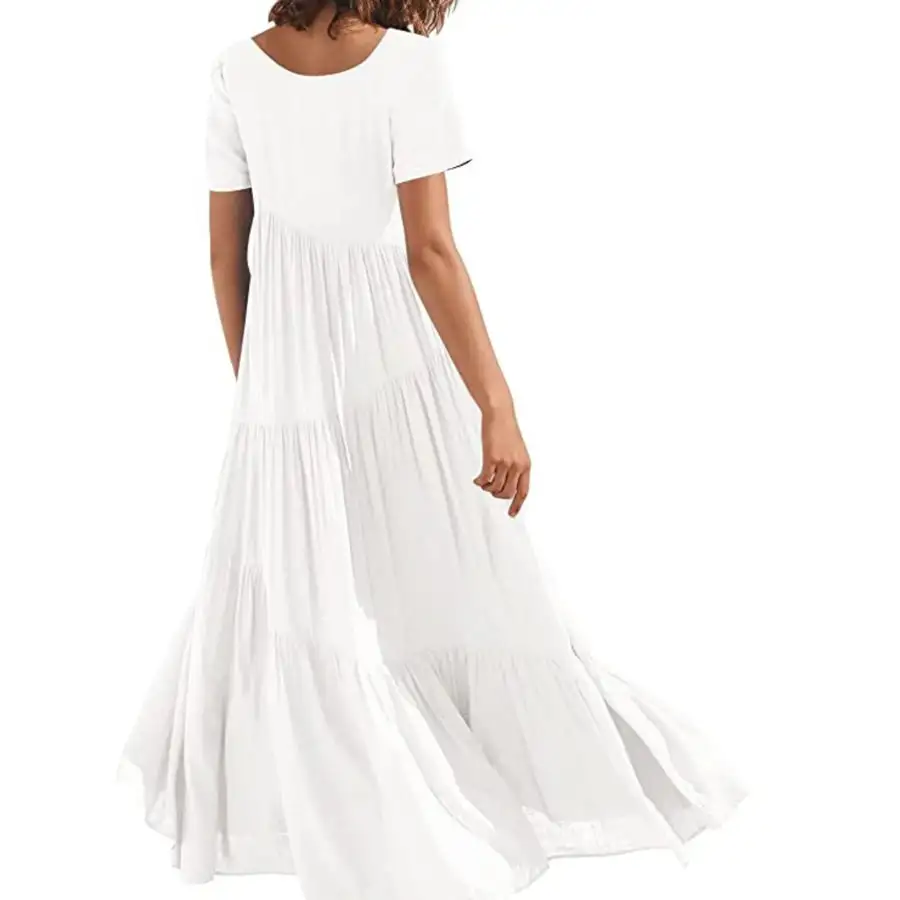 Round Neck Tiered Ruffle Maxi Dress