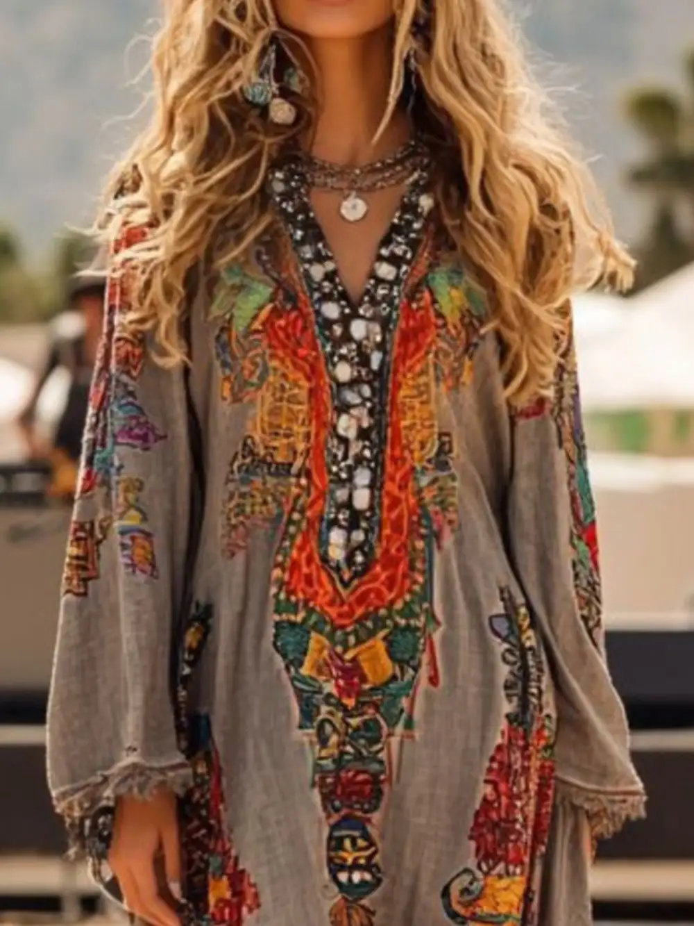 Polished Detail Long Sleeve Dress