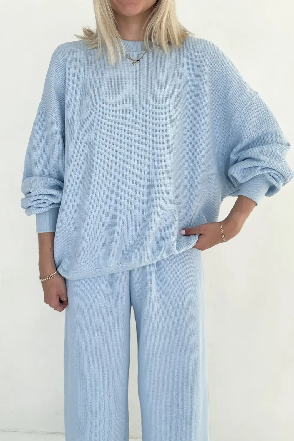 Tailored Waffle Knit Sweatshirt