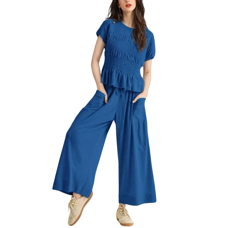 Women’s 2-Piece Smocked Top & Wide-Leg