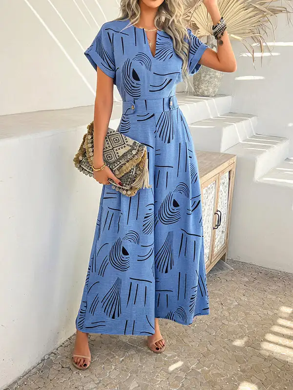 Hoog Getailleerde Losse Jumpsuits Met V Hals En