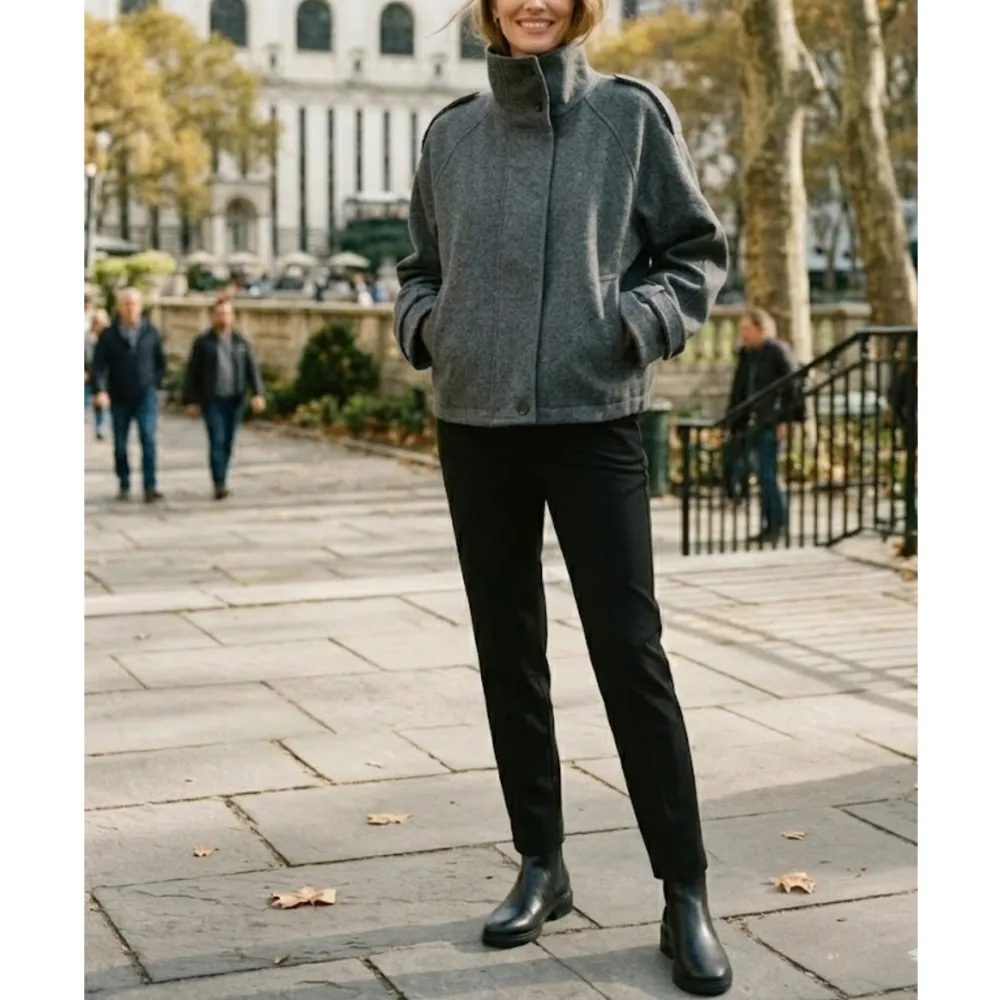 Funnel Neck Oversized Wool Coat
