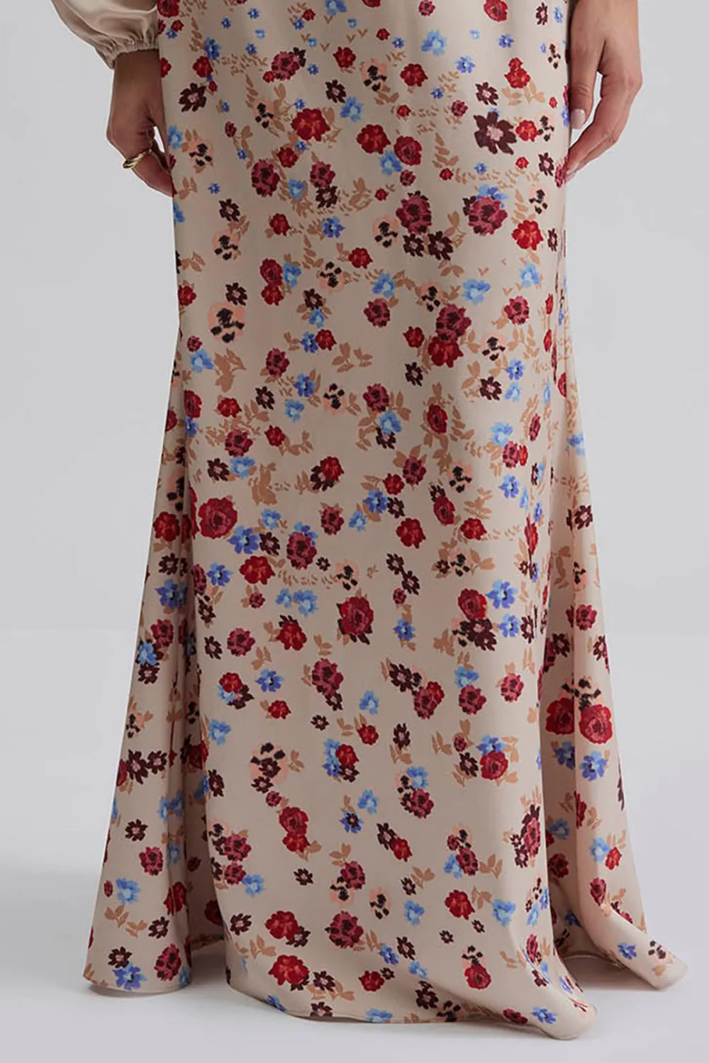 Floral Dot Print Maxi Skirt