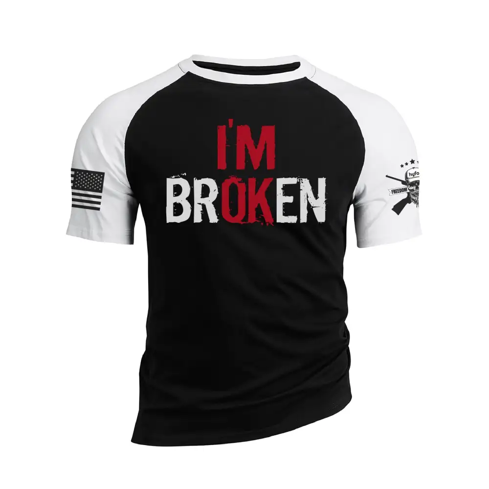 I AM BROKEN 100% COTTON RAGLAN GRAPHIC TEE