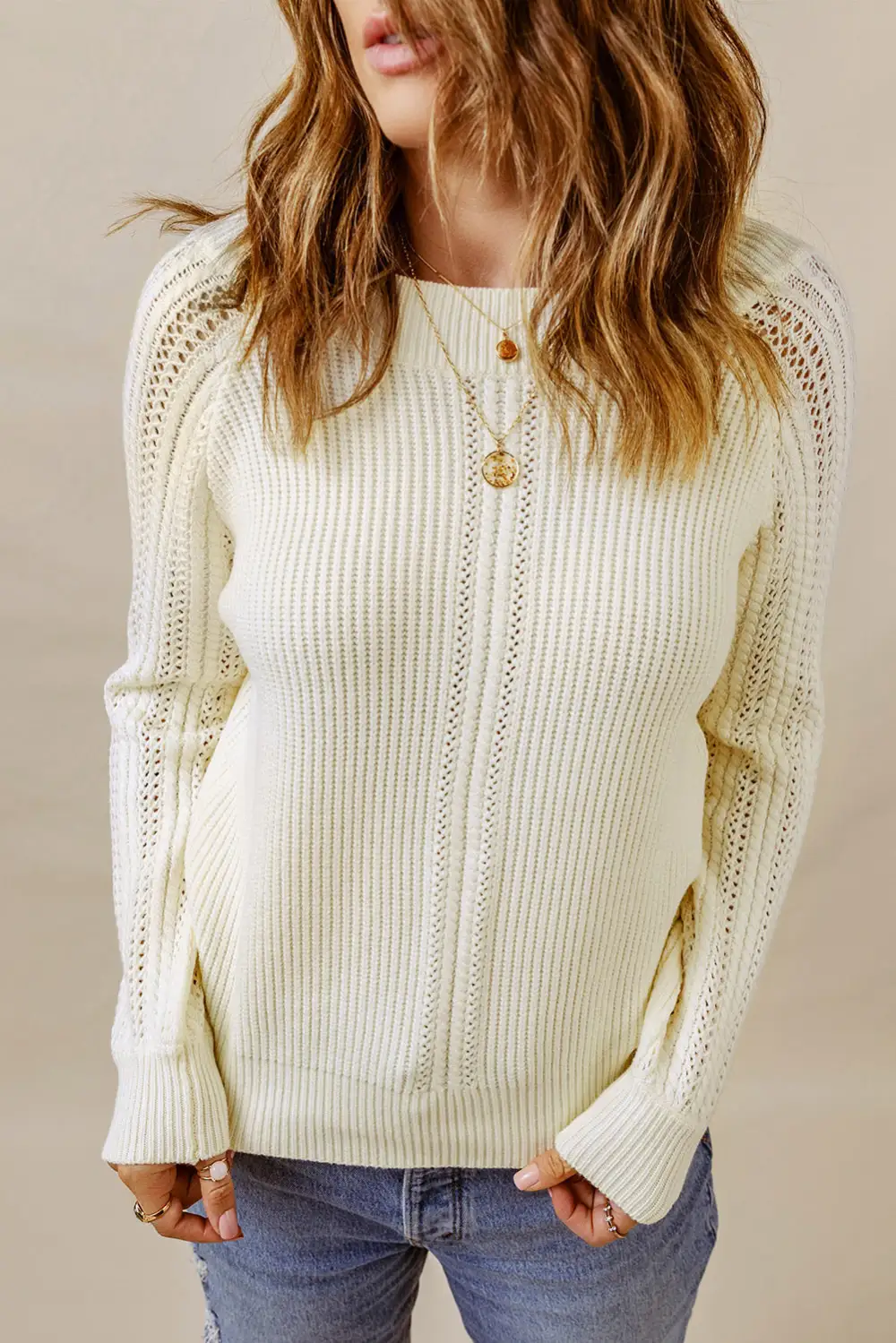Solid Off Shoulder Knit Sweater