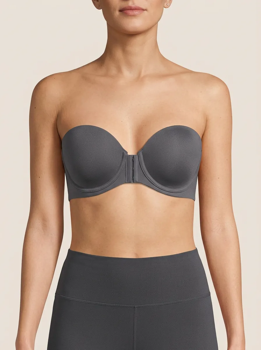 Women's Structured-Cup Rounded-Cup Front-Closure Strapless Bra