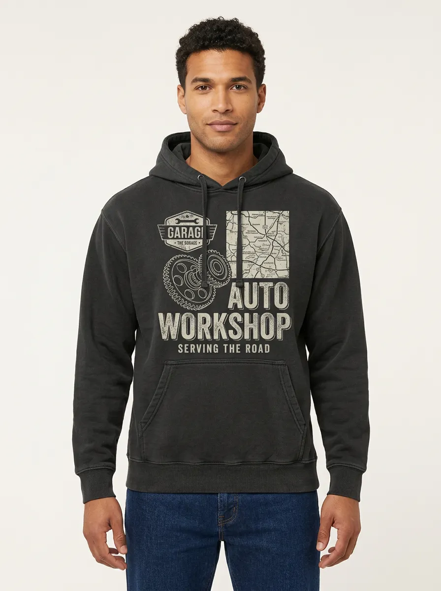 Men's Auto Mechanic Garage Gear Graphic Hoodie