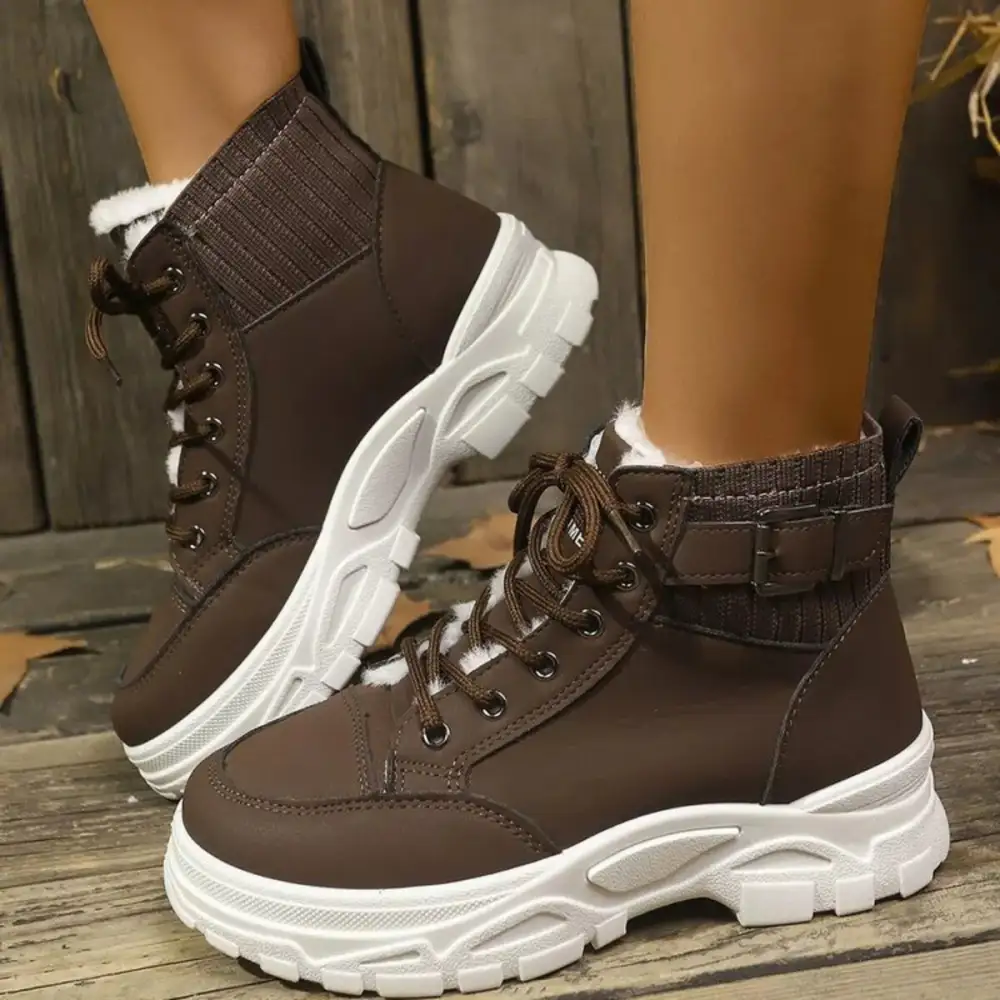 Plush Lining Lace Up Boots