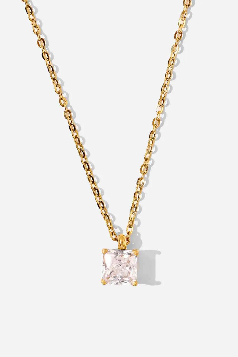 Rhinestone Pendant Plated Necklace