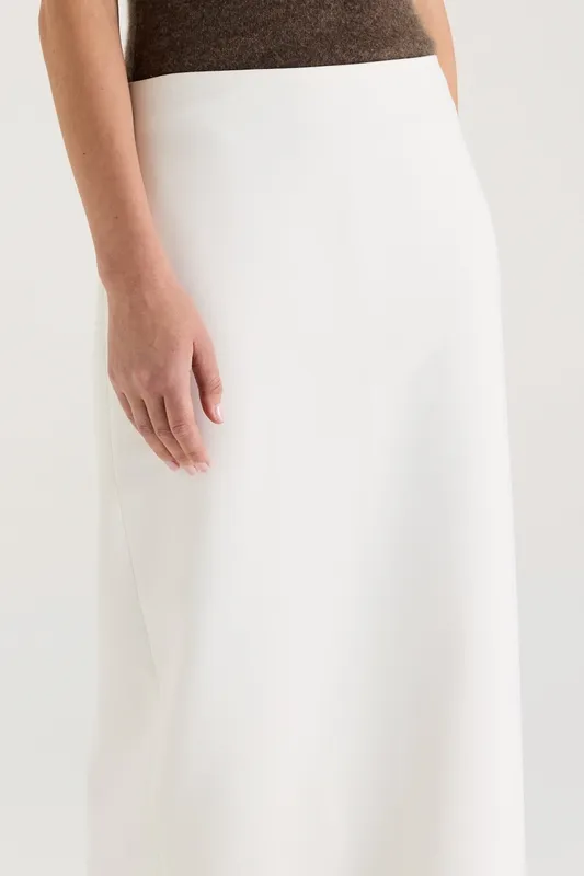 White Low-Rise Maxi Skirt