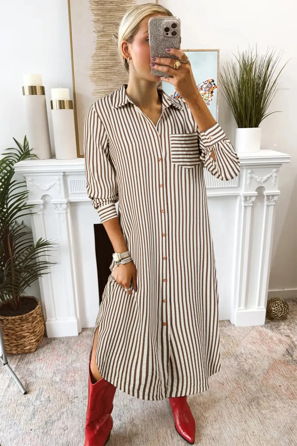 Easy Fit Striped Midi Dress